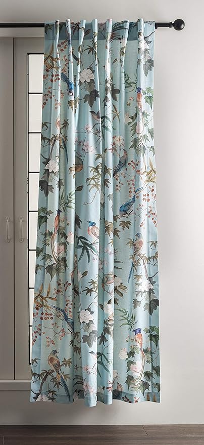 Maison d' Hermine Curtains for Living Room 100% Cotton 96 inch Length Two Panels Light Filtering Curtains for Bedroom Windows with Rod and Loop Pockets Drapes (Hokuzai Blue, 50" W x 96" L)