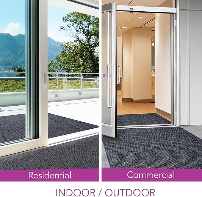 iCustomRug Hallway Runner Rug – 3x7ft Charcoal, Indoor/Outdoor, Non-Slip Rubber Backing, Low-Profile All-Weather Carpet, Non-Shedding & Easy Care, Entryway Mat Ideal for High Traffic Areas