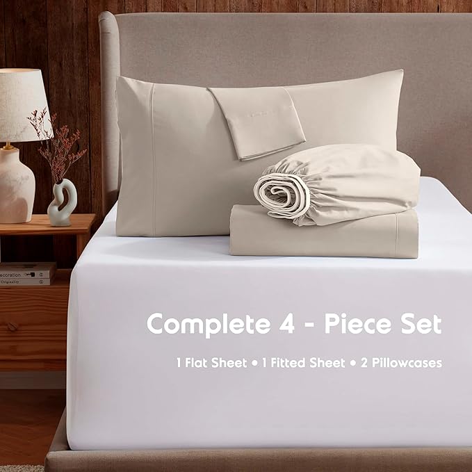 Nestl Extra Deep Twin XL Sheet Set - 4 Piece Breathable & Cooling Sheets - Hotel Luxury Bedding Set w/18-24 Inch Deep Pockets - Easy & Secure Fit - Super Soft, Wrinkle Free & Comfy - Linen