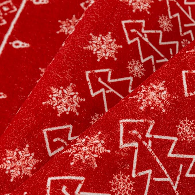 Christmas Runner Rug 3x7 Red Washable Carpet Xmas Snowflake Holiday Decor Kitchen Non Slip Soft Low Pile Long Carpet Indoor Throw Rug Laundry Room Living Room Bedroom Dining Room