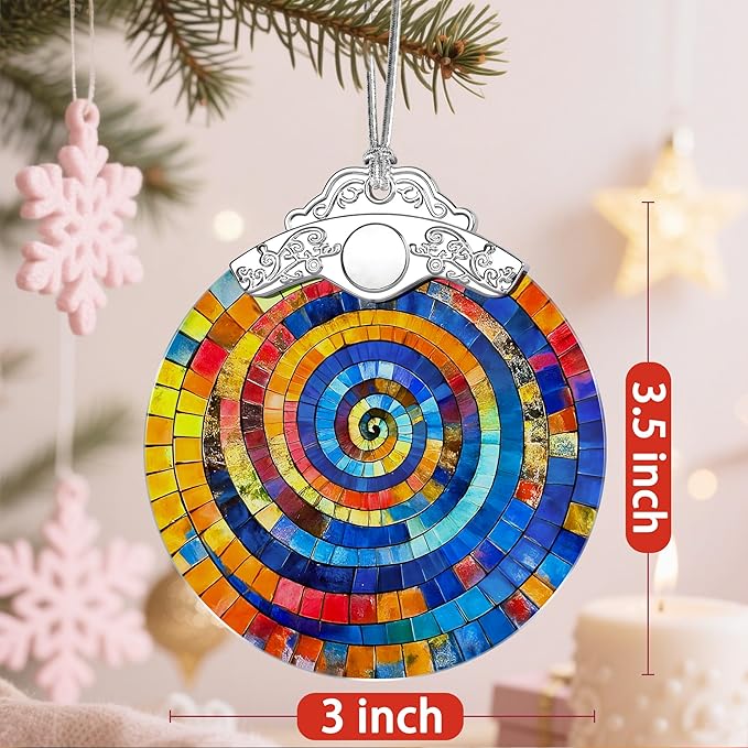 Stained Glass Ornament, Christmas Ornament, Hanging Ornaments for Home Decor & Christmas Tree Ornaments – Exquisite Holiday Decor, Xmas Gifts & Holiday Present - Rainbow Spiral
