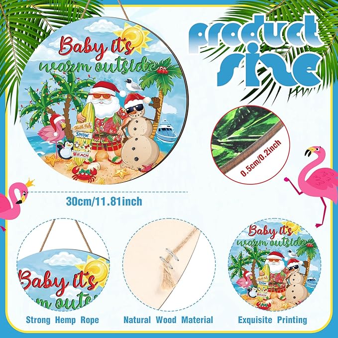 Blosssound 3 Pcs Door Decorations Front Hanging Door Sign Hanging Ornament Wooden Wall Sign Hanger for Celebrations Farmhouse Home Living Room Party Supplies(Tropical)