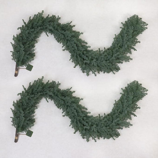 2PCS Artificial Norfolk Pine Garland 6FT Each – Real Touch Green Christmas Garland for Winter Holiday Decor, Indoor Outdoor Use on Mantel, Table, Wall, or Front Door(2, 6FT)