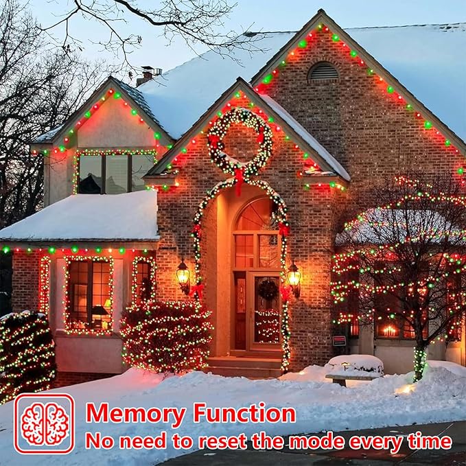 YEGUO 165ft 500 LED Christmas Lights Outdoor Waterproof, Red and Green String Lights Plug in, Green Wire Twinkle Tree Lights Indoor with Timer Memory 8 Modes