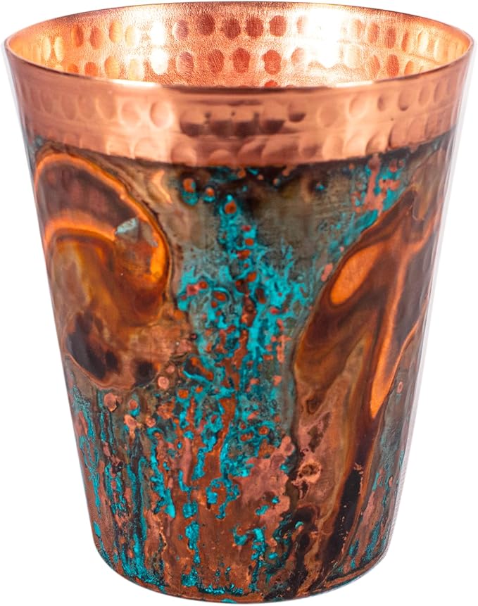 Handcrafted Copper Cups Set - 4 Unique 15 oz Tumblers for Wine & Water | Copper Water Bottle | 100% Authentic Santa Clara, Mexico Craftsmanship | Eco-friendly Gift for Health Enthusiasts