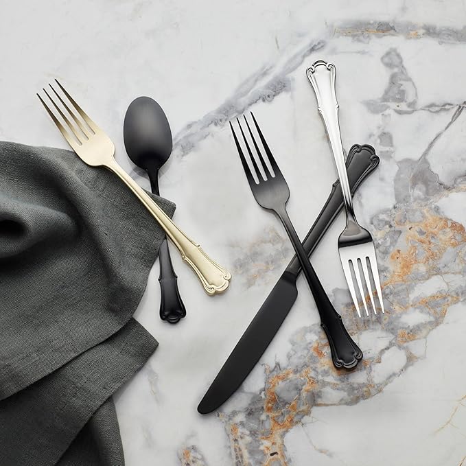 Oneida 896767 James Street Satin Black 20 Piece Flatware Set