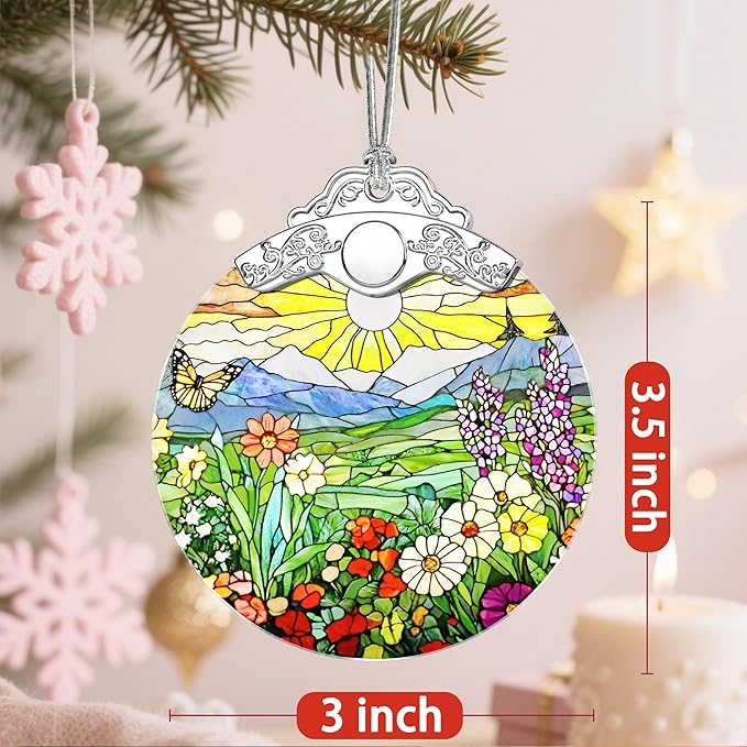 Stained Glass Ornament, Christmas Ornament, Hanging Ornaments for Home Decor & Christmas Tree Ornaments – Exquisite Holiday Decor, Xmas Gifts & Holiday Present - Wildflowers