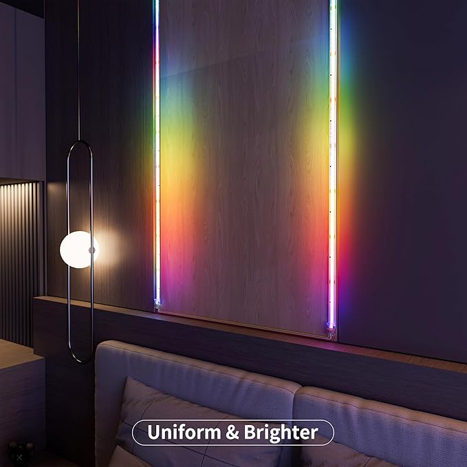 RGB Smart IC COB LED Strip Light,32.8ft Color Chasing Flexible DC24V LED Tape Light,WS2811 Addressable RGB Ribbon,for Party/Home/Office DIY Lighting Projects(Power Supply&Controller NOT Included)