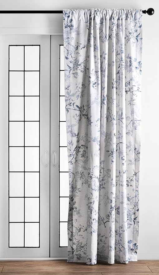 Maison d' Hermine Curtains for Living Room 100% Cotton 84 inch Length Two Panels Light Filtering Curtains for Bedroom Windows with Rod and Loop Pockets Drapes (Equinoxe Blue, 50" W x 84" L)