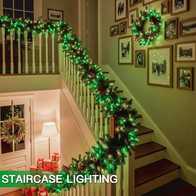 suddus Green Halloween Lights Outdoor with Remote, 66ft 200 LED Connectable Waterproof String Lights Plug in, Dimmable Clear Wire Fairy Lights for Chirstmas, Party, Tree, Garden, Porch Decorations