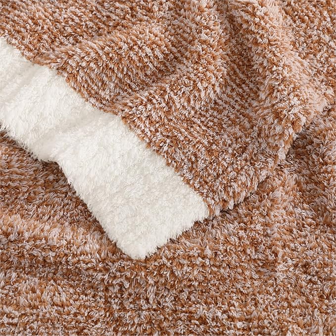 WRENSONGE Throw Blanket Cationic Dyeing Burnt Orange Soft Cozy Fluffy Warm Hand Made Throw Blankets for Couch, Sofa, Chair, Bed, Camping, Picnic, Travel Lightweight Bed Blanket - 50"*60"