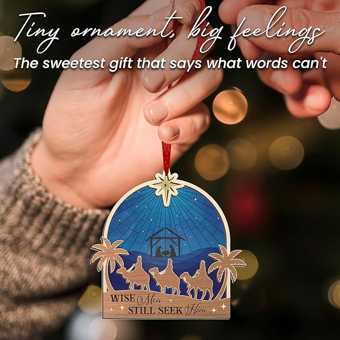 FLAGWIX Christian Gifts for Women Men - Suncatcher Christmas Ornaments 2025 - Spiritual Religious Gifts for Women Mom, Nativity Ornaments Christmas Decorations, Three Wise Men Christian Ornament