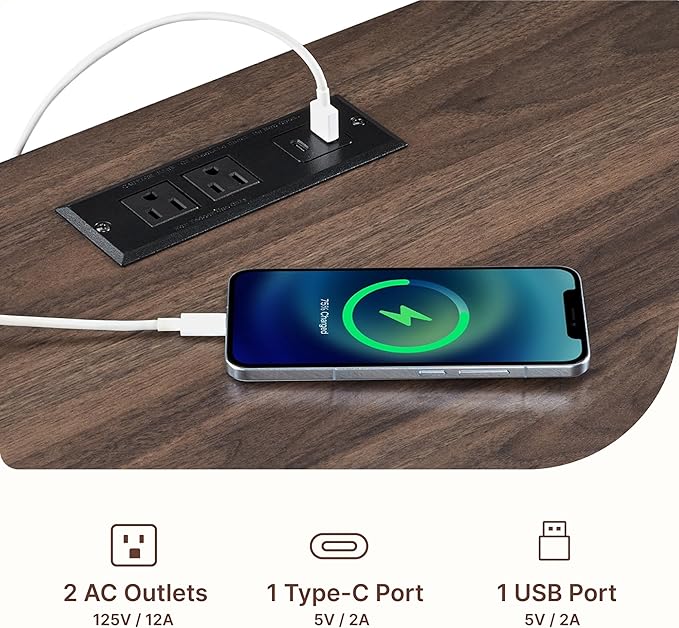 21" Farmhouse Nightstand Set of 2 with Charging Station 2 Drawers Large End Table with Metal Handle Rustic Low Night Stand Wood Dresser for Living Room Bedroom Closet,Walnut