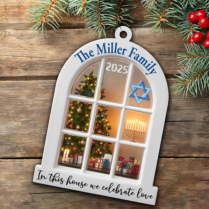 Personalized Hanukkah Ornaments for Tree - Merry Chrismukkah Jewish and Christian, Custom Christmas Hanukkah Ornaments 2025, Housewarming Gifts for Women Men