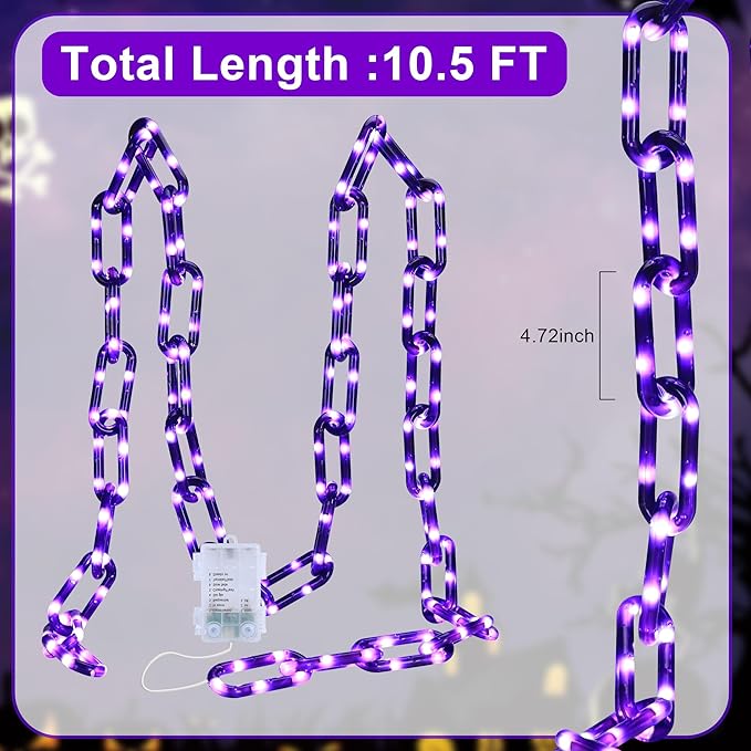 Halloween String Lights,Hopolon 13.7Ft 175LED Halloween Decorations Chain Lights Outdoor/Indoor Plastic Purple Light Battery USB with Waterproof, 8Modes&Timer for Home Garden Patio Porch Spooky Decor