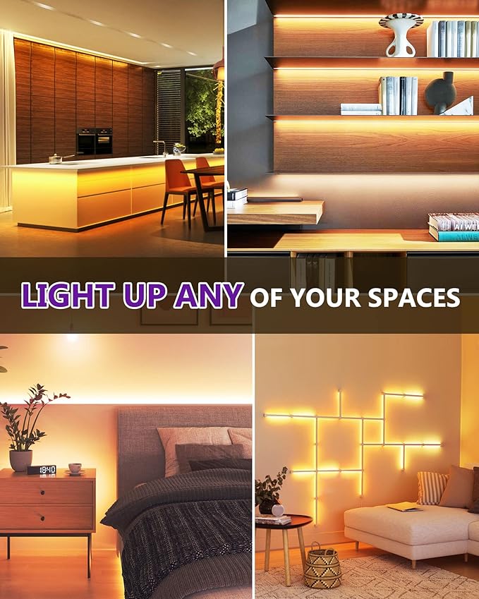 HitLights COB LED Strip Lights Warm White, 12V Tape Light 2700K 16.4ft, 2640 LEDs, 426 lm/ft, CRI 90+, IP30, Premium High Density Lighting for Kitchen, Cabinets, UL Listed (Power Source Not Included)