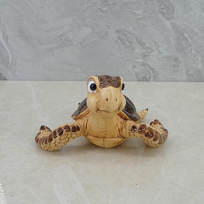 Decorative Resin Sea Turtle Statue. Lovely Baby Seaturtle Figurine. Wild sea Life Blue Sea Turtle Table Décor. and Gift, Lucky Wealth Feng Shui Seaturtle Figurine (Brown1)