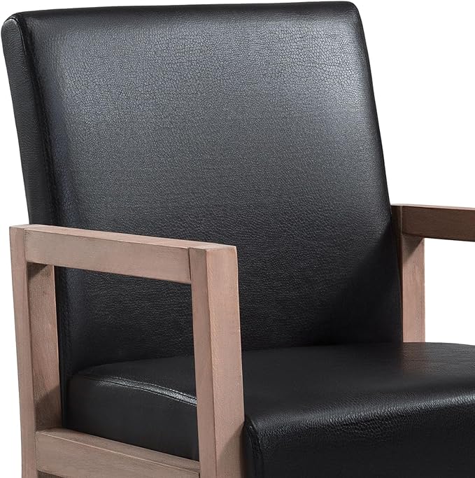 Dining Chairs Upholstered Dining Chairs with Arms, Mid Century Modern Accent Chairs for Living Room Arm Chairs with Wood Frame (2, Black with Wood Arms)