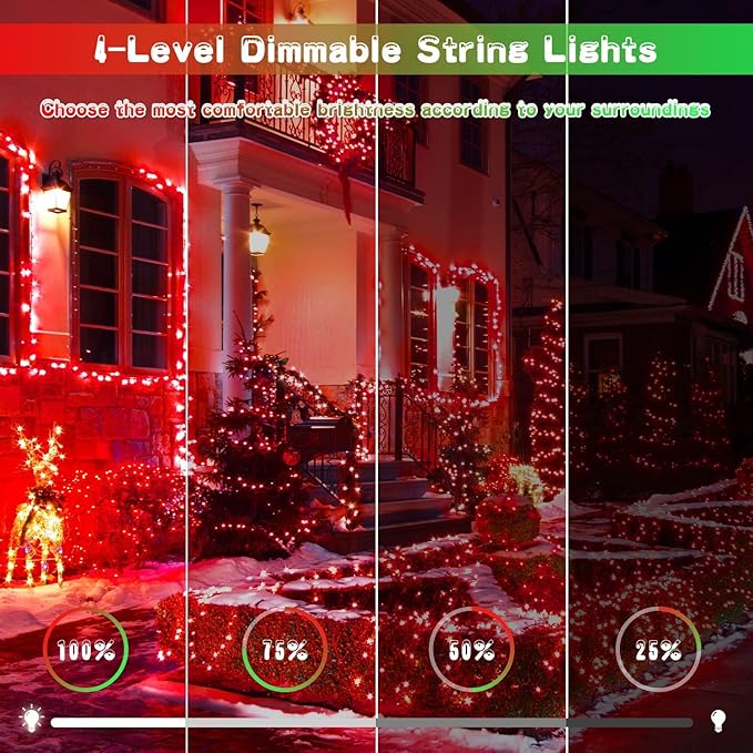 JMEXSUSS 200 LED String Lights Outdoor for Halloween Decor, Red & Green Christmas Lights Clear Wire, 11 Modes Connectable Twinkle String Lights Plug in for Christmas Halloween Garden Home Decorations