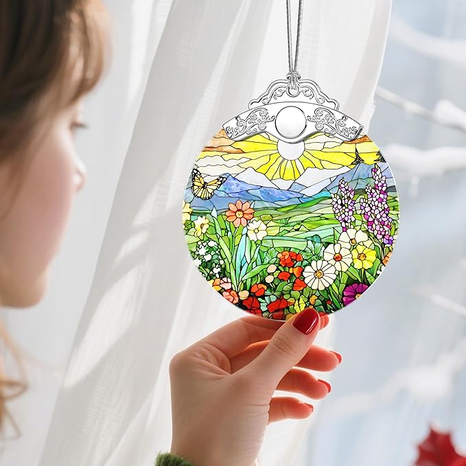 Stained Glass Ornament, Christmas Ornament, Hanging Ornaments for Home Decor & Christmas Tree Ornaments – Exquisite Holiday Decor, Xmas Gifts & Holiday Present - Wildflowers