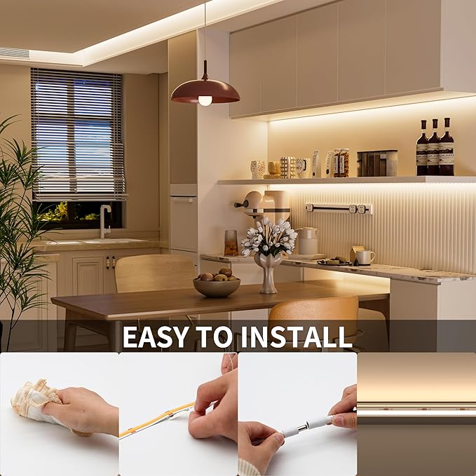 PAUTIX COB LED Strip Light 32.8ft/10m 5040LEDs Natural White 4000K,High Lumen Flexible CRI93+ LED Tape Super Bright DC24V,for Cabinet Home DIY Lighting Projects(Adapter & Controller Not Included)