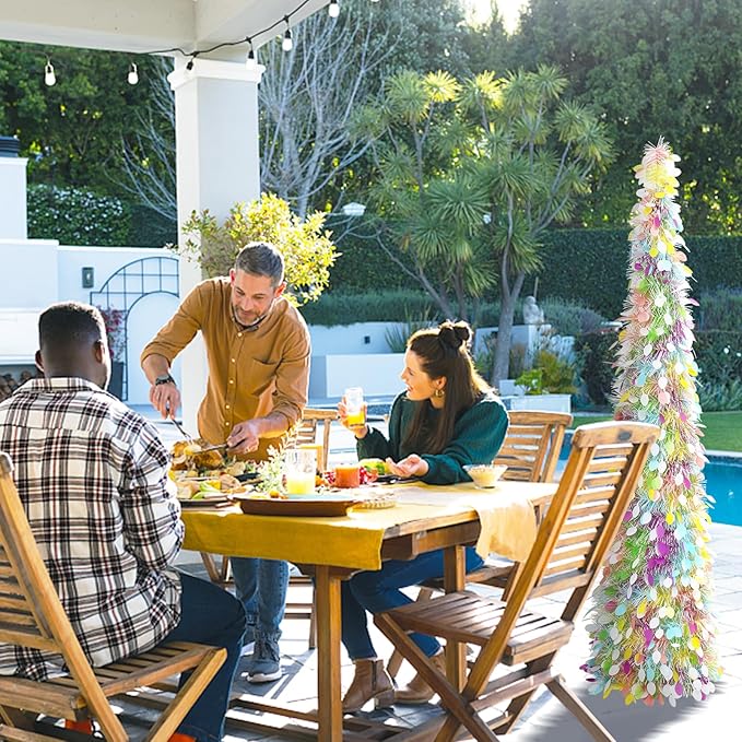 Christmas Pencil Tree Decorations with Eggs for Home Party Holiday, 5ft Artificial Pop Up Pencil Tree Decorations Spring Easter Flower Tabletop Decor