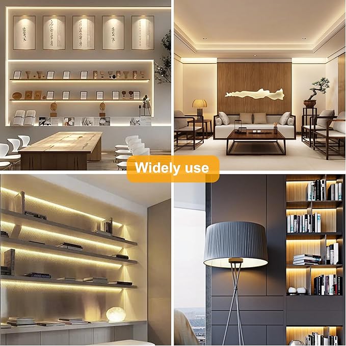 COB LED Strip Lights Warm White,24V Dimmable led Light Strip KIT with Remote and app Control,2700K 24FT/7.5m 8mm Wide Ra>90 Cuttable Flexible Strip Lights for Bedroom,Shelf,Cabinet
