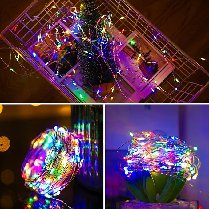 12 Pack Fairy Lights Battery Operated String Lights 7 Feet 20 Led Waterproof Christmas Lights Silver Wire Firefly Starry Moon Lights for Bedroom DIY Party Wedding Patio Christmas Multicolor