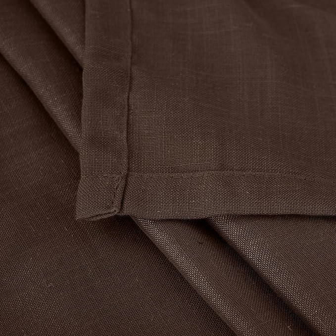 BGment Linen Curtains 90 Inch Length for Living Room, Semi Sheer Brown Long Window Drapes Rustic Textured for Farmhouse Beroom Dining Room Decor Rod Pocket Lightweight, 2 Panels Set, Each 52 Inch Wide