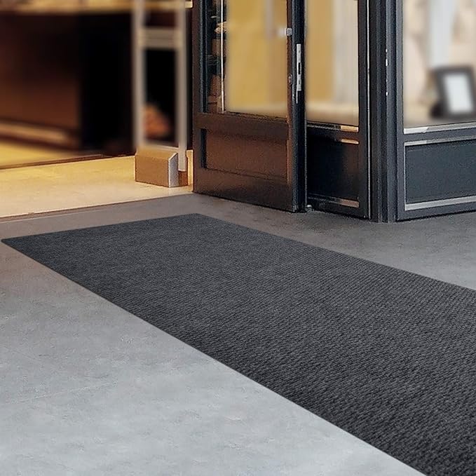 iCustomRug Hallway Runner Rug – 3x18ft Charcoal, Indoor/Outdoor, Non-Slip Rubber Backing, Low-Profile All-Weather Carpet, Non-Shedding & Easy Care, Entryway Mat Ideal for High Traffic Areas