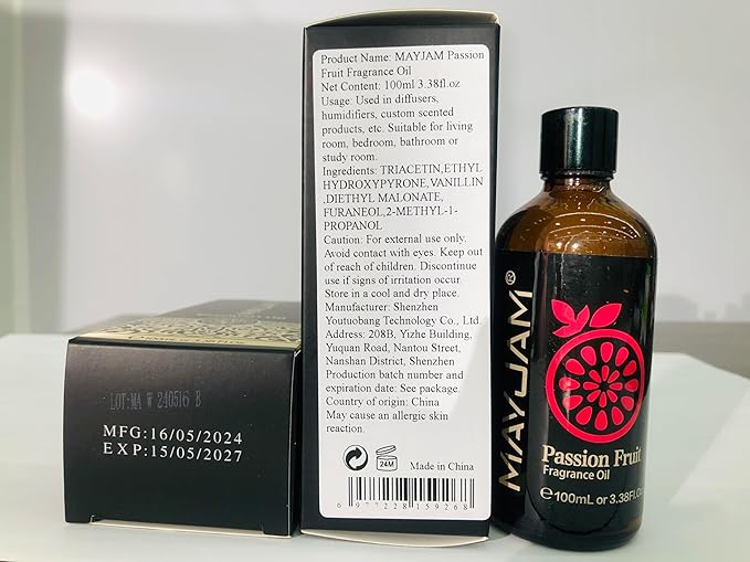 MAYJAM 100ML/3.38FL.OZ Passion Fruit Fragrance Oils with Glass Dropper, Essential Oils for Diffusers for Home, Long Lasting Scented Oils for Diffusers Soap Candle Making