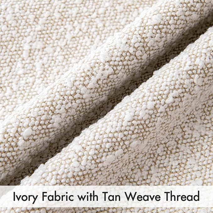 Woaboy Pack of 1 Decorative Boucle Throw Pillow Covers Textured Square Euro Pillowcaes Accent Solid Cozy Soft Cushion Covers Home Decor for Sofa Couch Living Room Bed,24x24 Inch Lvory