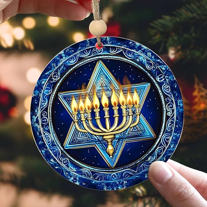 Star of David Hanukkah Ornaments - Hanukkah Ornament for Tree, Menorah Jewish Ornaments, for Women Men, Christmas Hanging Decor