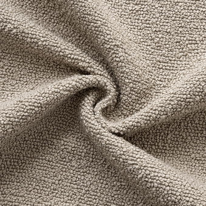 Woaboy Pack of 2 18x18 Inch Decorative Boucle Throw Pillow Covers Textured Square Pillowcaes Accent Solid Cozy Soft Cushion Covers Home Decor for Sofa Couch Living Room Home Decor,Light Brown