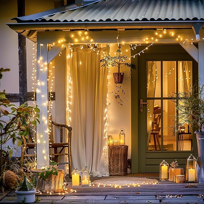 JMEXSUSS 400 LED String Lights Indoor Outdoor Waterproof, 132 ft Warm White Christmas Lights Plug in with Remote, 8 Modes Christmas String Lights for Bedroom Outside Patio Home Party Xmas Tree Decor