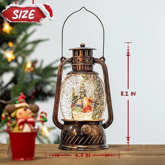 Snow Globe Christmas Decorations Indoor Snowman Musical Glitter Globe Light-up 6H Timer USB Lined/Battery Operated Snow Globe Christmas Decor,Winter Snowman Decorations for Home