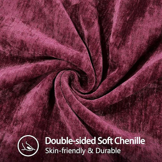 decorUhome Christmas Chenille Soft Throw Pillow Covers 18x18 Set of 2, Farmhouse Velvet Neutral Decorative Euro Pillow Covers with Stitched Edge for Couch Sofa Bed Home Decor, Rhododendron