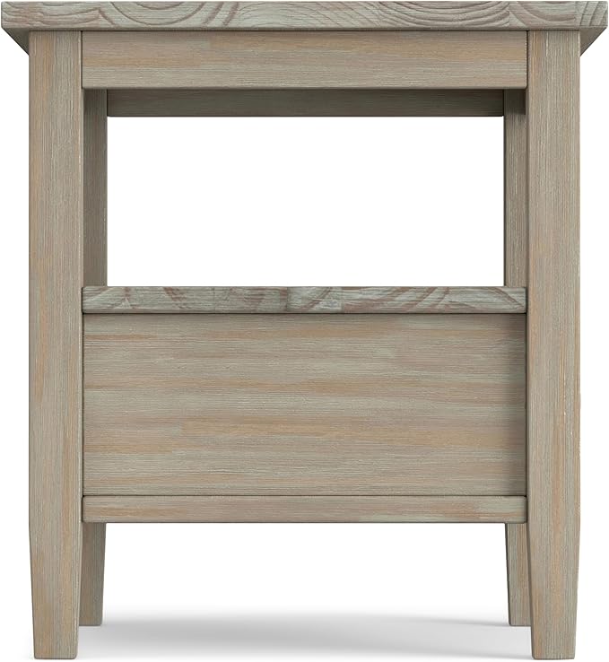 SIMPLIHOME Warm Shaker SOLID WOOD 20 inch Wide Rectangle Transitional End Side Table in Distressed Grey for the Living Room and Bedroom