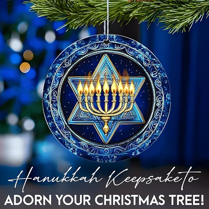 Star of David Hanukkah Ornaments - Hanukkah Ornament for Tree, Menorah Jewish Ornaments, for Women Men, Christmas Hanging Decor