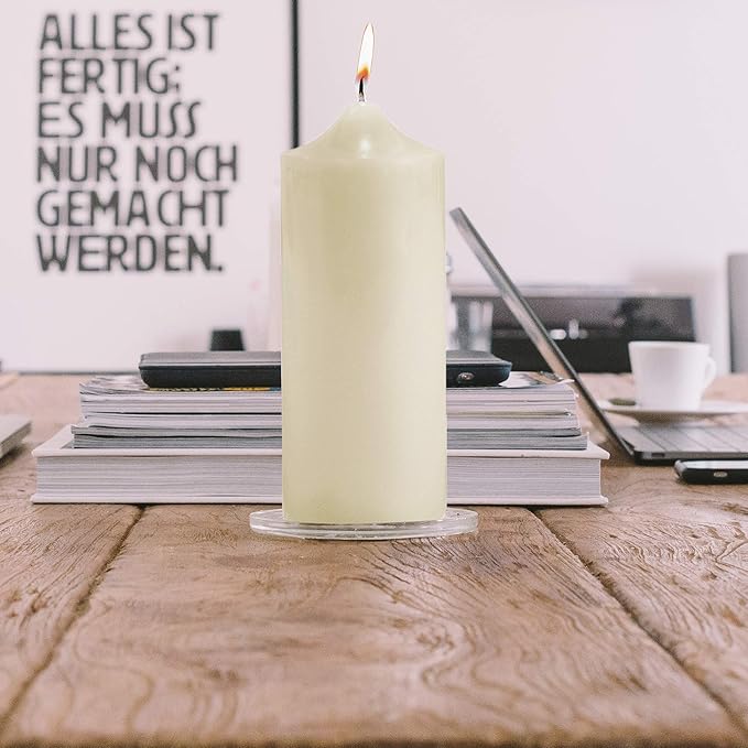 Super Z Outlet Unscented Pillar Candles for Weddings, Home Decoration, Relaxation, Spa, Smokeless Cotton Wick (1, Ivory, 3"x9")