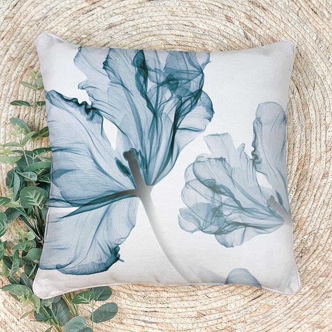 Textured Modern Minimalist Pillow Cover with Creative Floral Print, Digital-Printed Square Cushion Cover for Living Room Sofa (26 * 26inch-03027)
