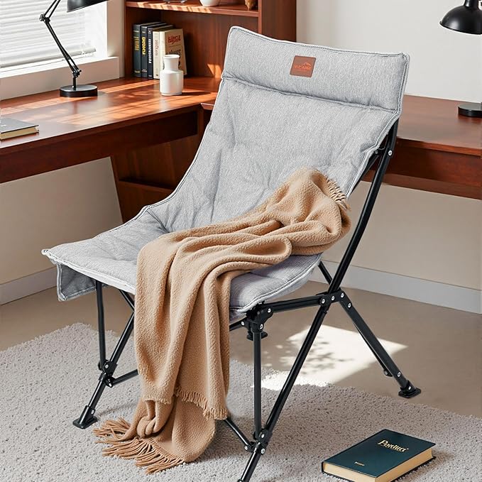 Saucer Chair for Adults, Portable Folding Comfy Lounge Chair for Bedroom/Dorm/Reading/Living Room, with Storage Bag