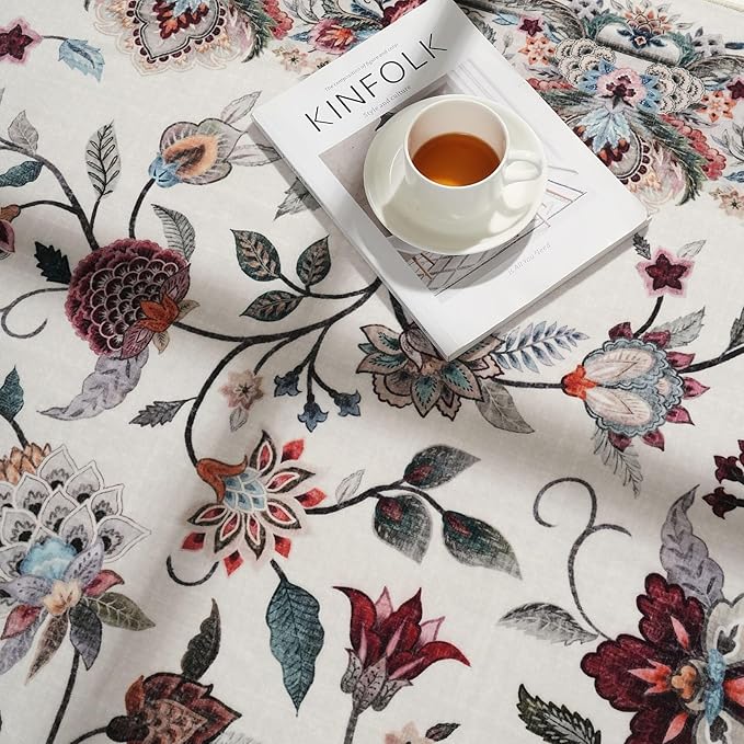 Rugcomf Vintage Paisley Runner Rug 2'7"x8' - Machine Washable, Non-Slip Low Pile Floral Carpet for Kitchen, Laundry, Bedroom, Bathroom - Beige