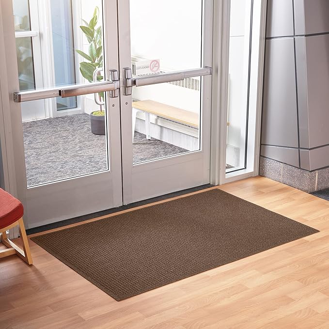 Consolidated Plastics Aquasorb Classic Indoor/Outdoor Entrance Floor Mat with Non-Slip Rubber Backing, Fabric Border, Stain Resistant and Quick Drying Commercial Grade (35" x 45", Dark Brown)