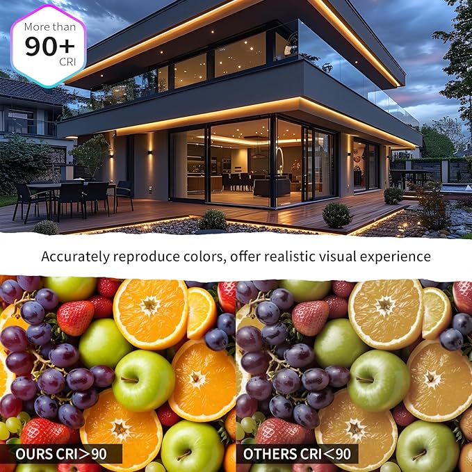 IP67 COB LED Strip Light 100FT/30M Outdoor Led Strip Lights Waterproof 3000K CRI90+ Flexible 24V Remote & App Control Dimmable Water Proof Led Light Strips × 2 Rolls for Terraces Patio