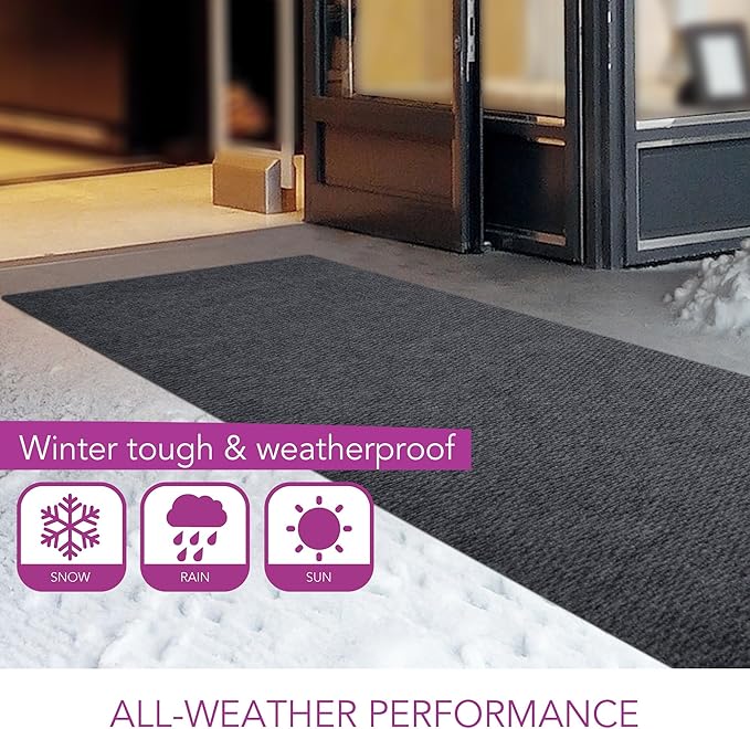 iCustomRug Hallway Runner Rug – 3x7ft Charcoal, Indoor/Outdoor, Non-Slip Rubber Backing, Low-Profile All-Weather Carpet, Non-Shedding & Easy Care, Entryway Mat Ideal for High Traffic Areas