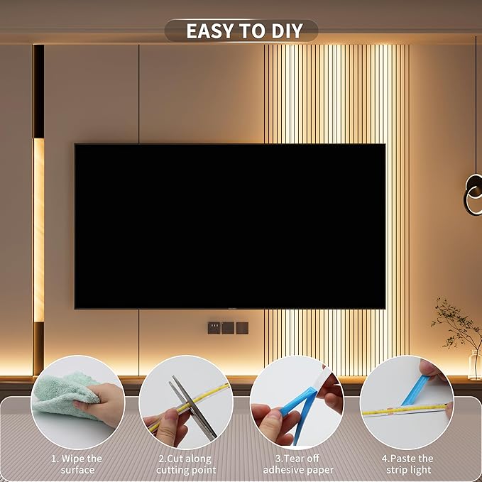 MIWISE COB LED Strip Light 20ft/6.1m,CRI 90+ Warm White 3000K High Lumen Dimmable Super Bright Flexible DC24V LED Tape Light with Controller/Dimmer,for Cabinet Home Office DIY Lighting Projects