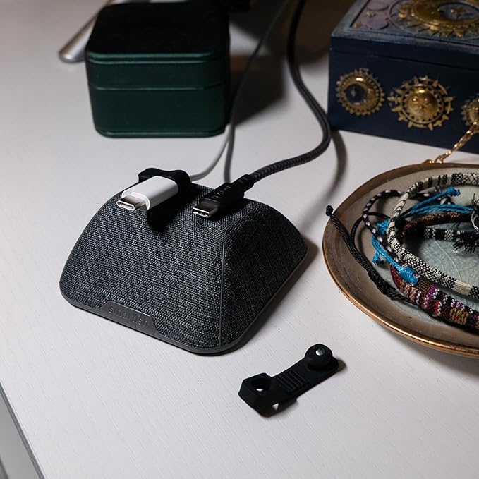 Smartish® Magnetic Cord Holder - Cable Wrangler Organizer with Magnet Clips for Charger Management on Desktop, Nightstand, or Side Table for All Cables, USB-C, Lightning Cables - Lightly Toasted Beige