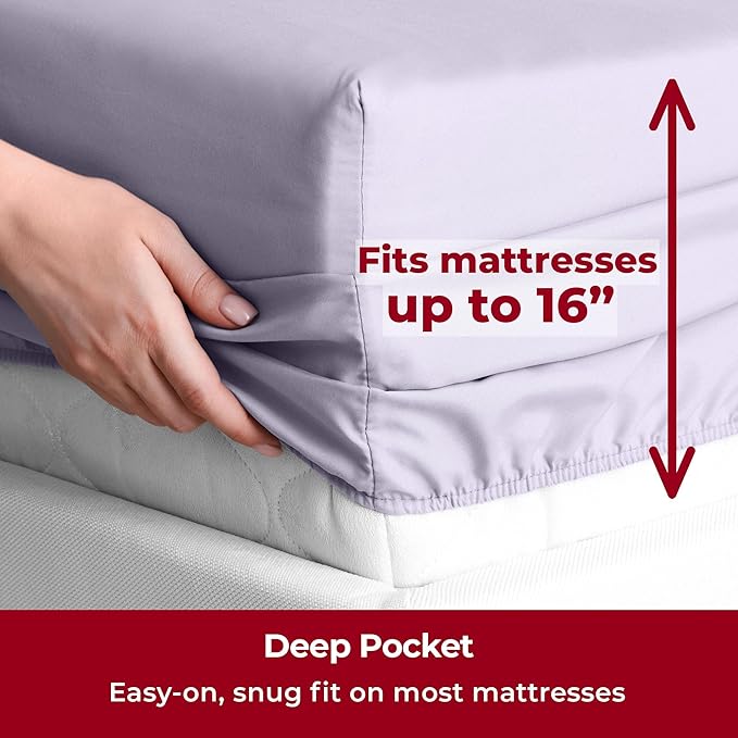 Mellanni Twin Sheets Set - 3 PC Iconic Collection Bedding - Hotel Luxury, Extra Soft, Cooling Bed Sheets - Wrinkle, Fade, Stain Resistant (Twin, Lavender)