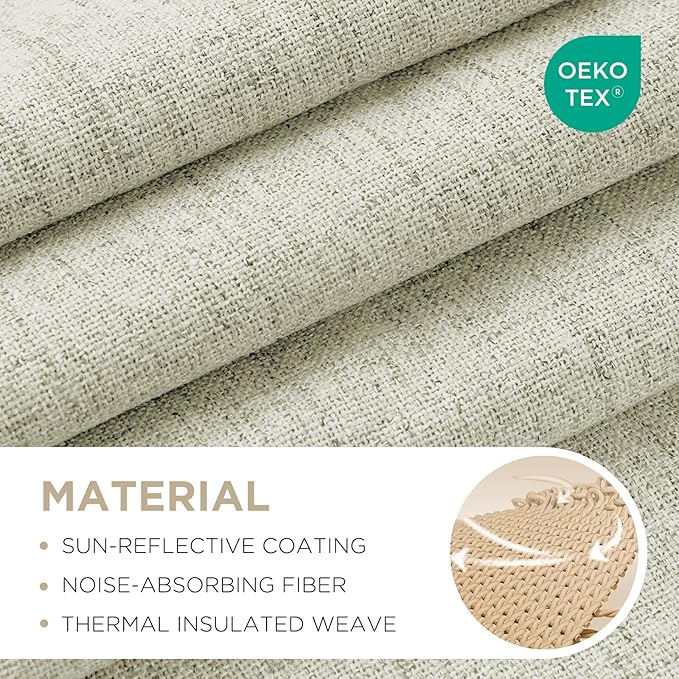 Joydeco Blackout Curtains for Bedroom - 100% Light Blocking 2 Panels Light Beige Drapes 66"W x 96"L, Thermal Insulated Room Darkening Curtains, Linen Textured for Living Room, Rod Pocket & Back Tabs